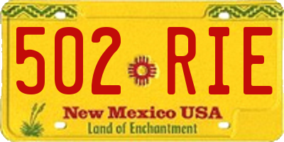 NM license plate 502RIE