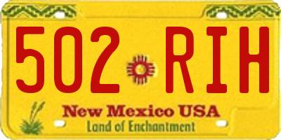 NM license plate 502RIH