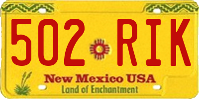 NM license plate 502RIK
