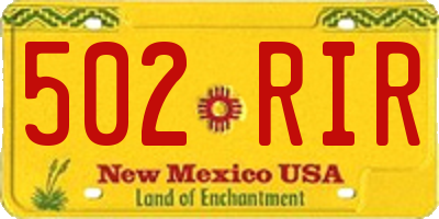 NM license plate 502RIR
