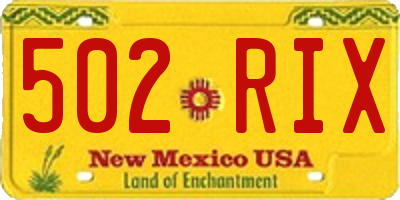 NM license plate 502RIX