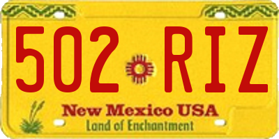 NM license plate 502RIZ