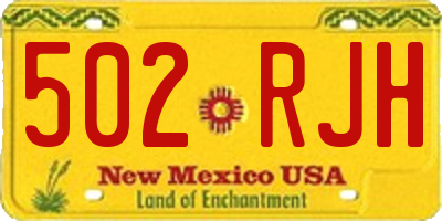 NM license plate 502RJH