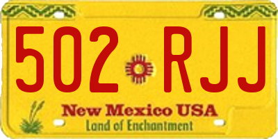 NM license plate 502RJJ