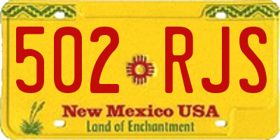 NM license plate 502RJS