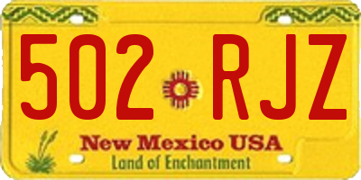 NM license plate 502RJZ