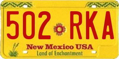 NM license plate 502RKA