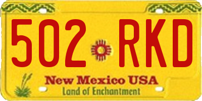 NM license plate 502RKD