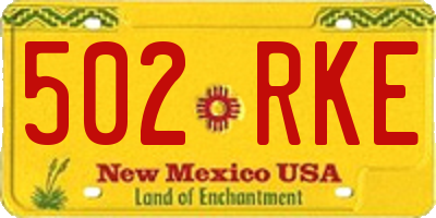 NM license plate 502RKE