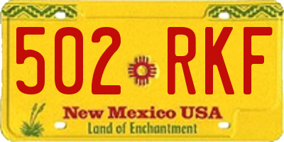 NM license plate 502RKF