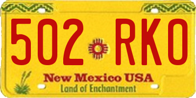 NM license plate 502RKO