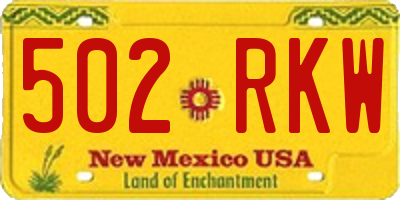 NM license plate 502RKW