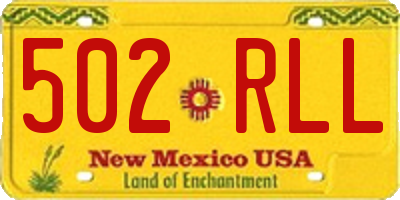 NM license plate 502RLL