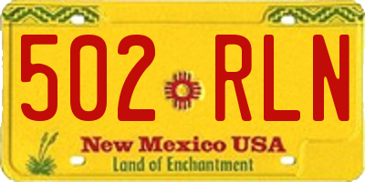 NM license plate 502RLN