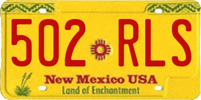 NM license plate 502RLS