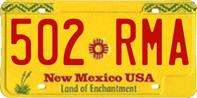 NM license plate 502RMA