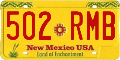 NM license plate 502RMB