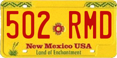 NM license plate 502RMD