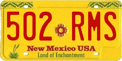 NM license plate 502RMS