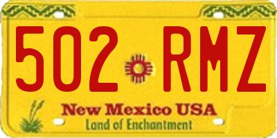 NM license plate 502RMZ
