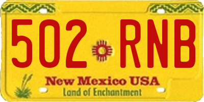 NM license plate 502RNB