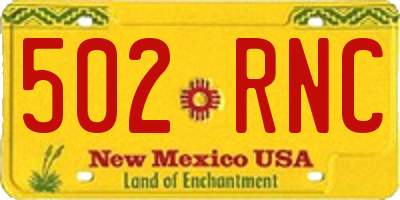 NM license plate 502RNC