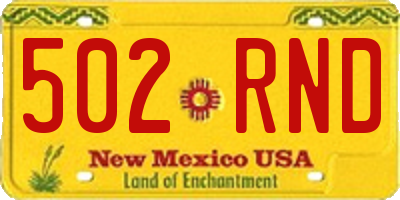 NM license plate 502RND