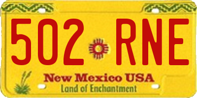 NM license plate 502RNE