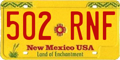 NM license plate 502RNF