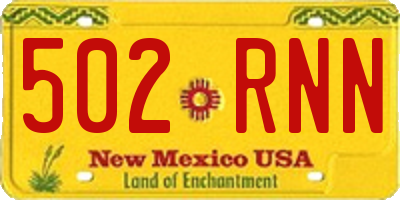 NM license plate 502RNN