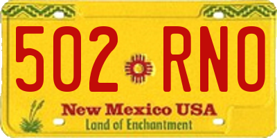 NM license plate 502RNO