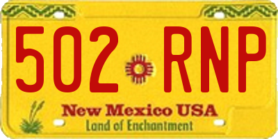 NM license plate 502RNP