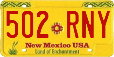 NM license plate 502RNY