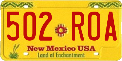 NM license plate 502ROA