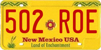NM license plate 502ROE