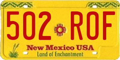 NM license plate 502ROF