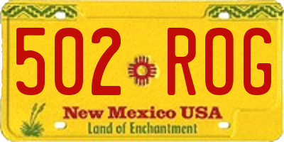 NM license plate 502ROG