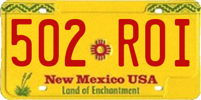 NM license plate 502ROI