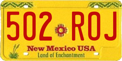 NM license plate 502ROJ