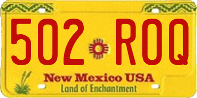 NM license plate 502ROQ