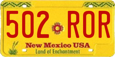 NM license plate 502ROR