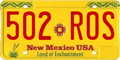 NM license plate 502ROS