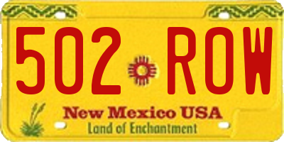 NM license plate 502ROW