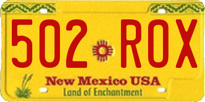 NM license plate 502ROX