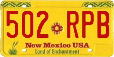 NM license plate 502RPB
