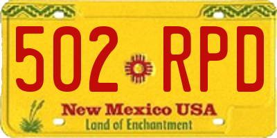 NM license plate 502RPD