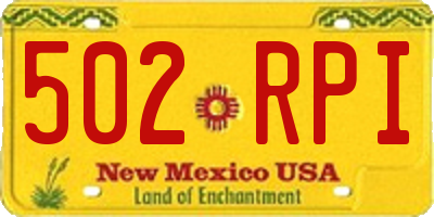 NM license plate 502RPI