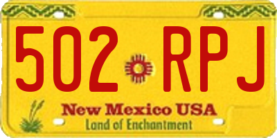 NM license plate 502RPJ