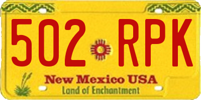 NM license plate 502RPK