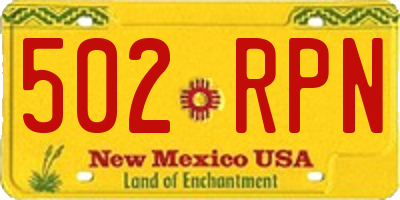 NM license plate 502RPN